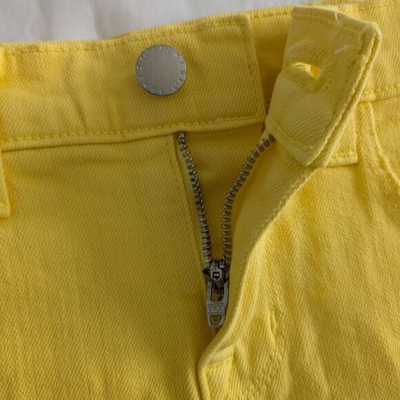 L'AGENCE Shorts Size 23 Yellow Audrey Denim Distressed Raw-Hem Mid-Rise NWT - Picture 12 of 16